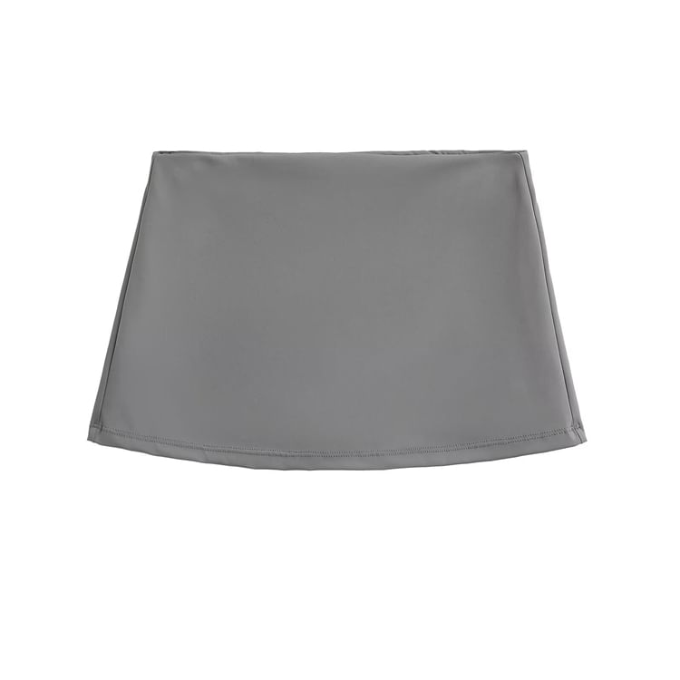 Mid-Rise Solid Short Pencil Skirt