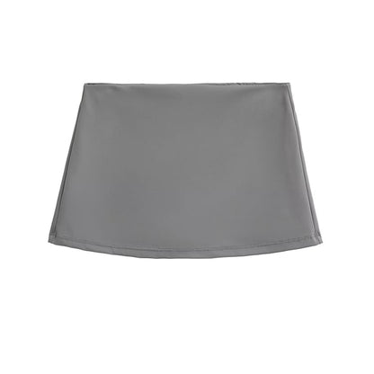 Mid-Rise Solid Short Pencil Skirt
