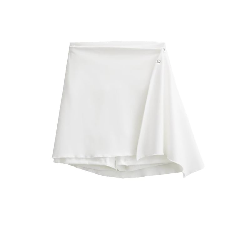 High-Rise Solid Yoga Shorts & Asymmetric Mini Wrap Skirt Set