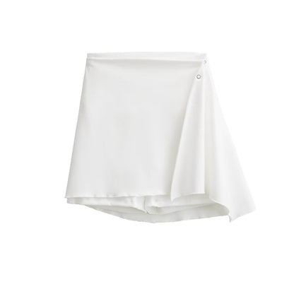 High-Rise Solid Yoga Shorts & Asymmetric Mini Wrap Skirt Set