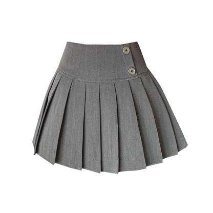 High-Rise Solid Mini A-Line Pleated Skirt