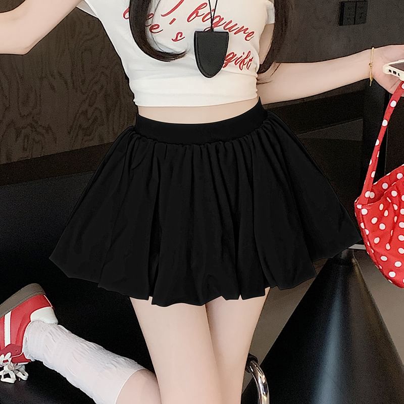 High-Waist Mini Flared Pleated Skirt