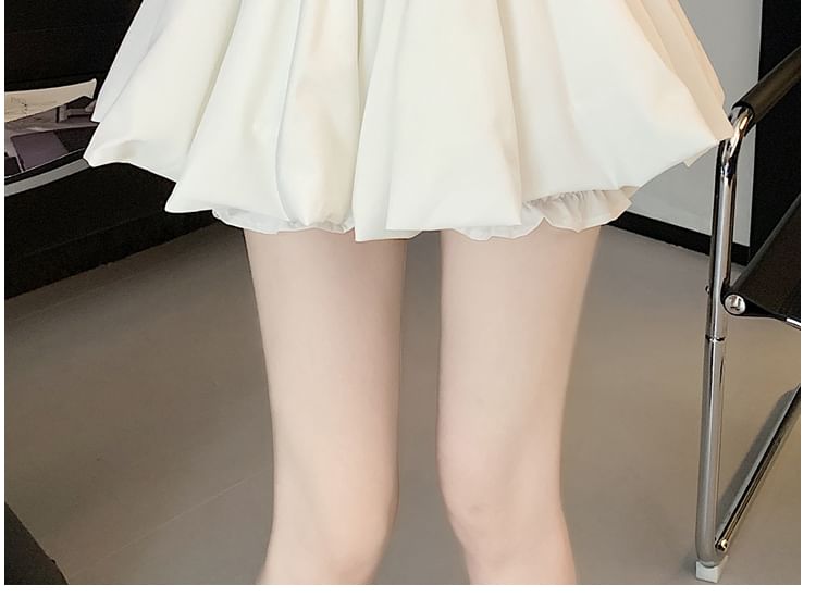 High-Waist Mini Flared Pleated Skirt