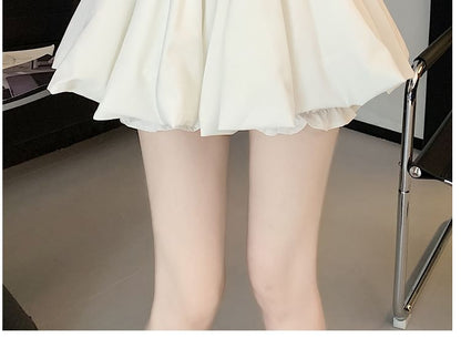 High-Waist Mini Flared Pleated Skirt