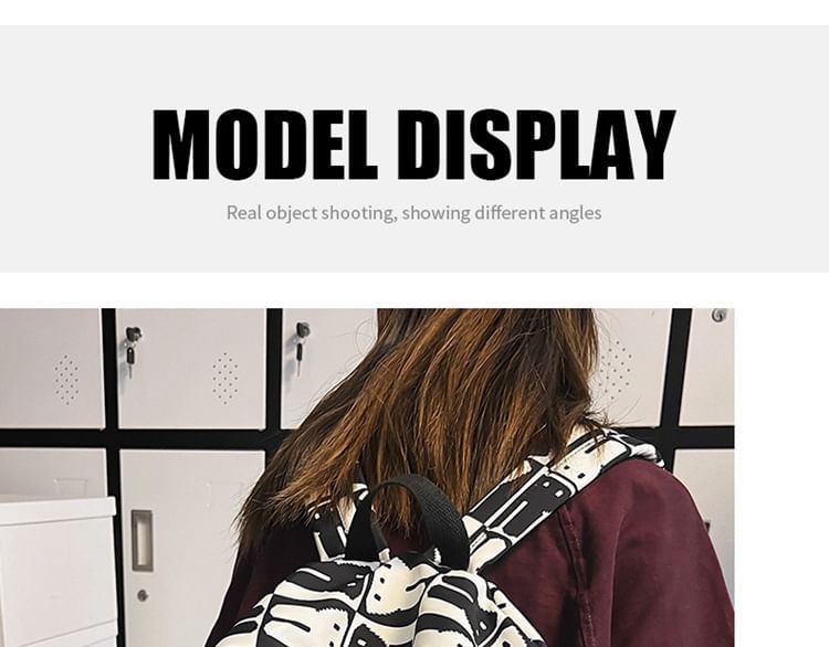 Rabbit Print Multi-Pocket Backpack