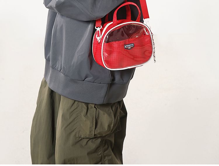 Lettering Plaid Crossbody Bag