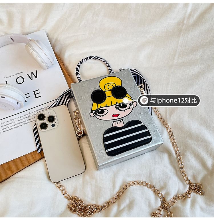 Cartoon Print Chain Strap Crossbody Bag