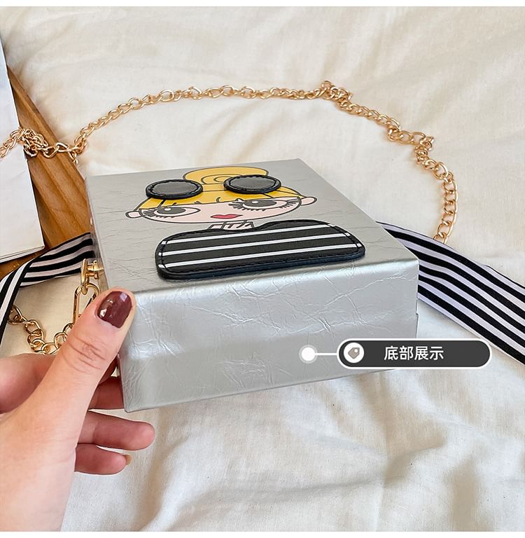 Cartoon Print Chain Strap Crossbody Bag