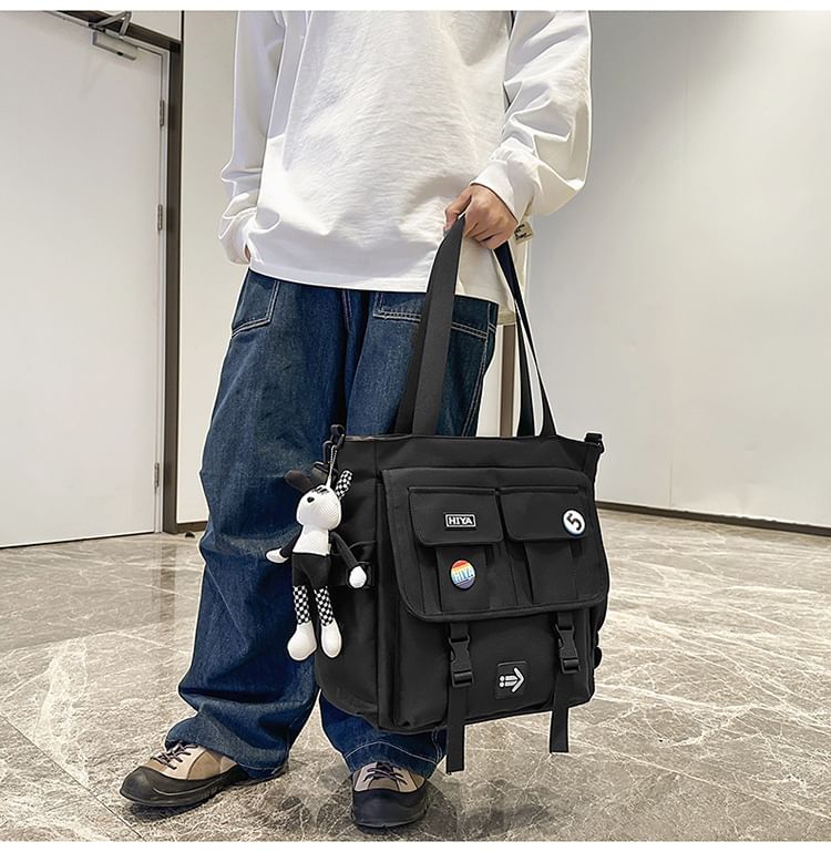 Set: Applique Multi-Pocket Tote Bag + Badge