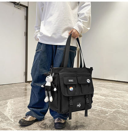 Set: Applique Multi-Pocket Tote Bag + Badge