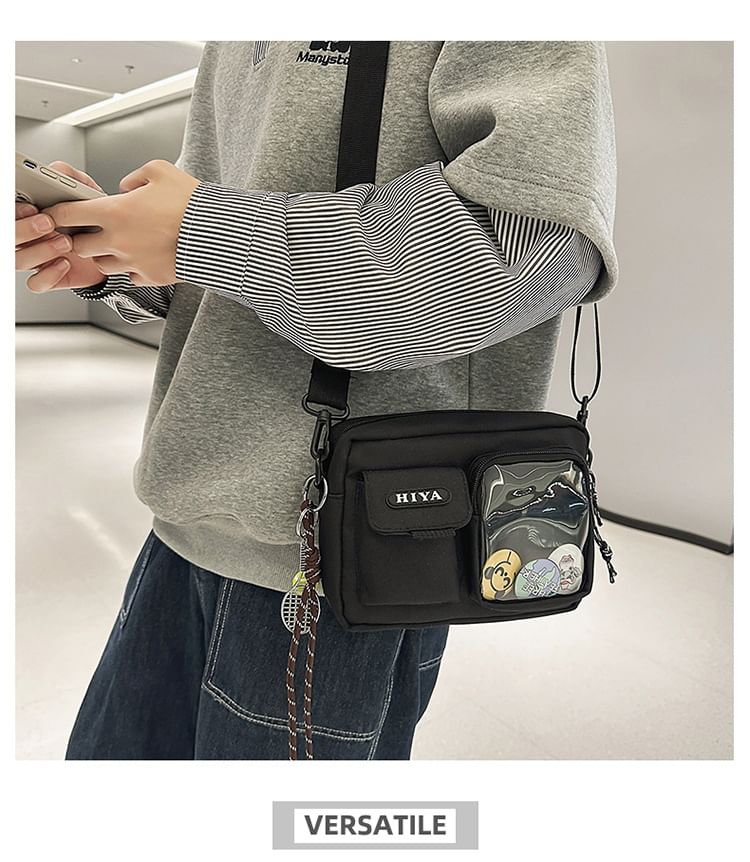 Set: Lettering Multi-Pocket Crossbody Bag + Badge