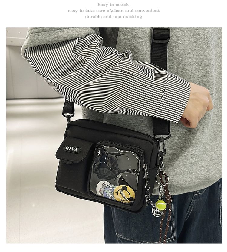 Set: Lettering Multi-Pocket Crossbody Bag + Badge