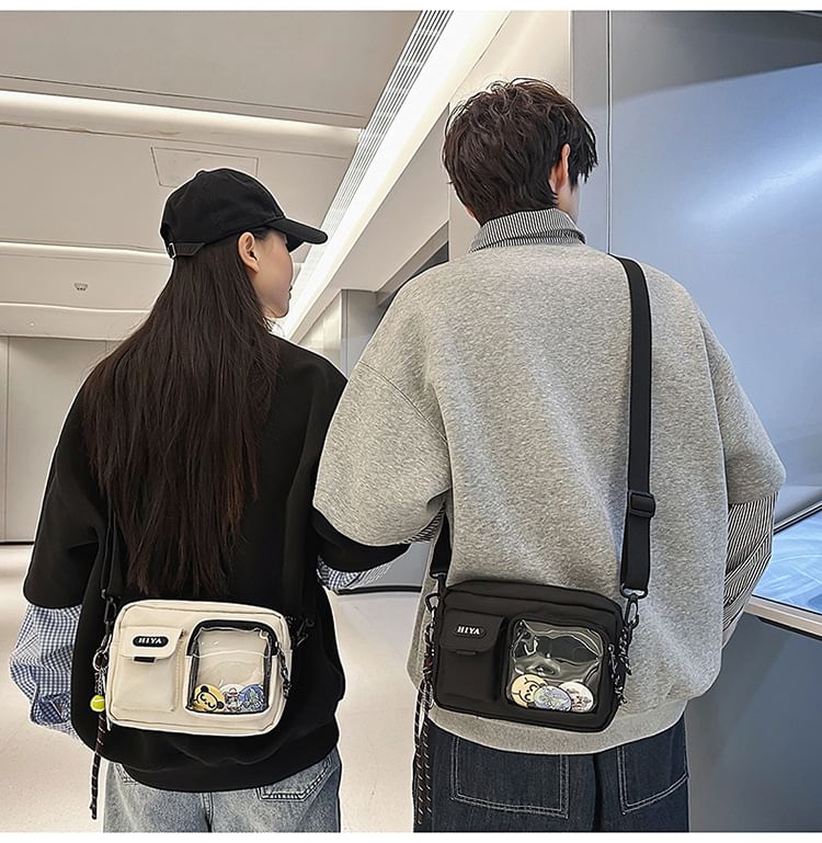 Set: Lettering Multi-Pocket Crossbody Bag + Badge