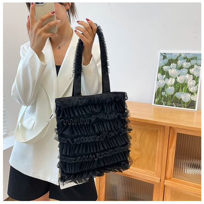 Plain Ruffle Shopper Bag