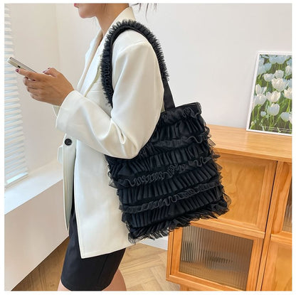 Plain Ruffle Shopper Bag