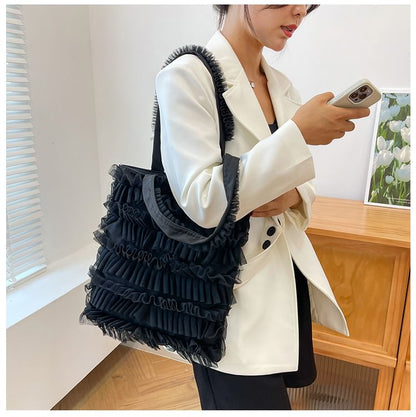 Plain Ruffle Shopper Bag