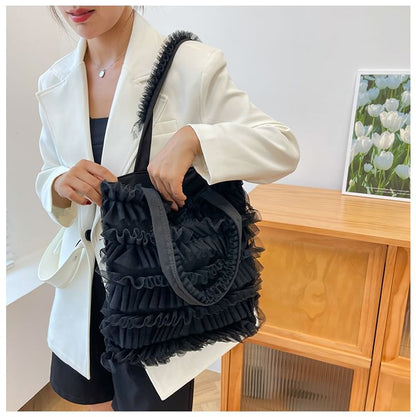 Plain Ruffle Shopper Bag
