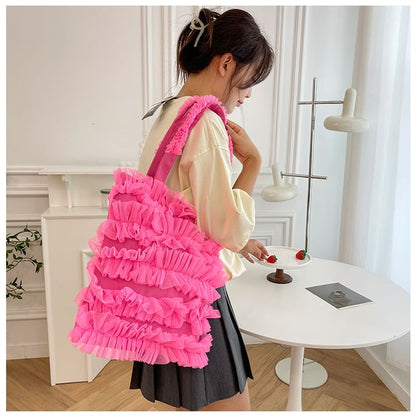 Plain Ruffle Shopper Bag