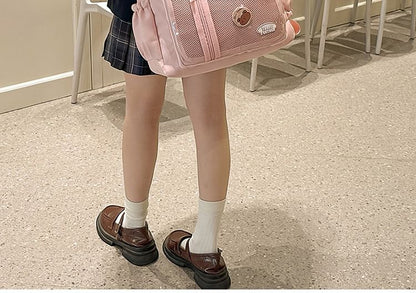 Set: Gingham Multi-Pocket Tote Bag + Badge