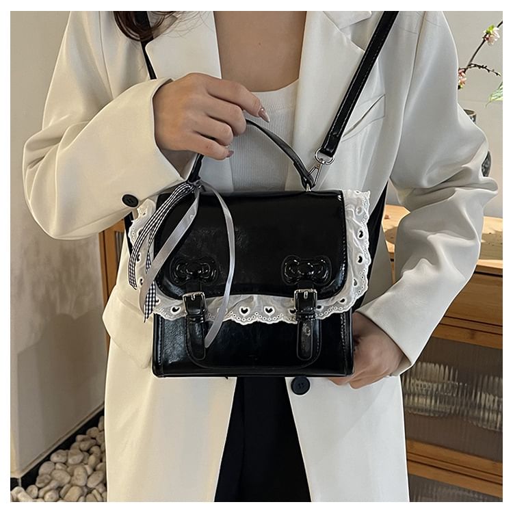 Lace Trim Bow Flap Backpack