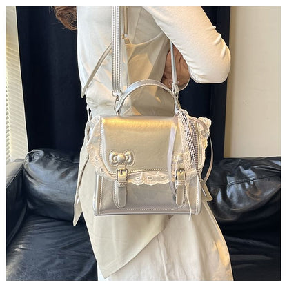 Lace Trim Bow Flap Backpack