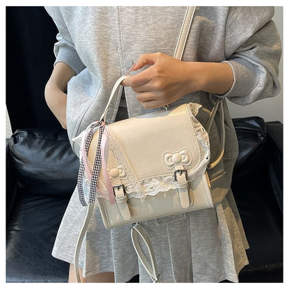 Lace Trim Bow Flap Backpack