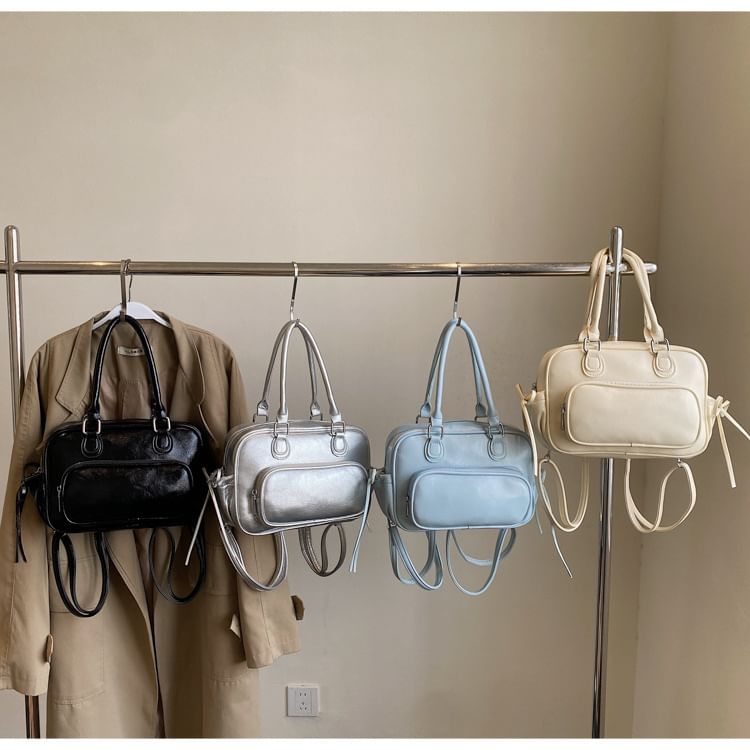 Multi-Way Faux Leather Multi-Pocket Backpack