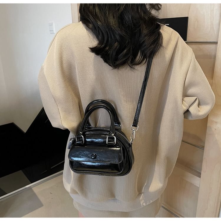 Multi-Pocket Faux Leather Crossbody Bag