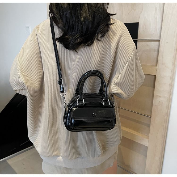 Multi-Pocket Faux Leather Crossbody Bag