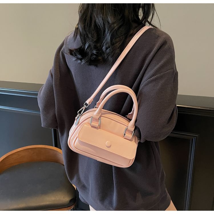 Multi-Pocket Faux Leather Crossbody Bag