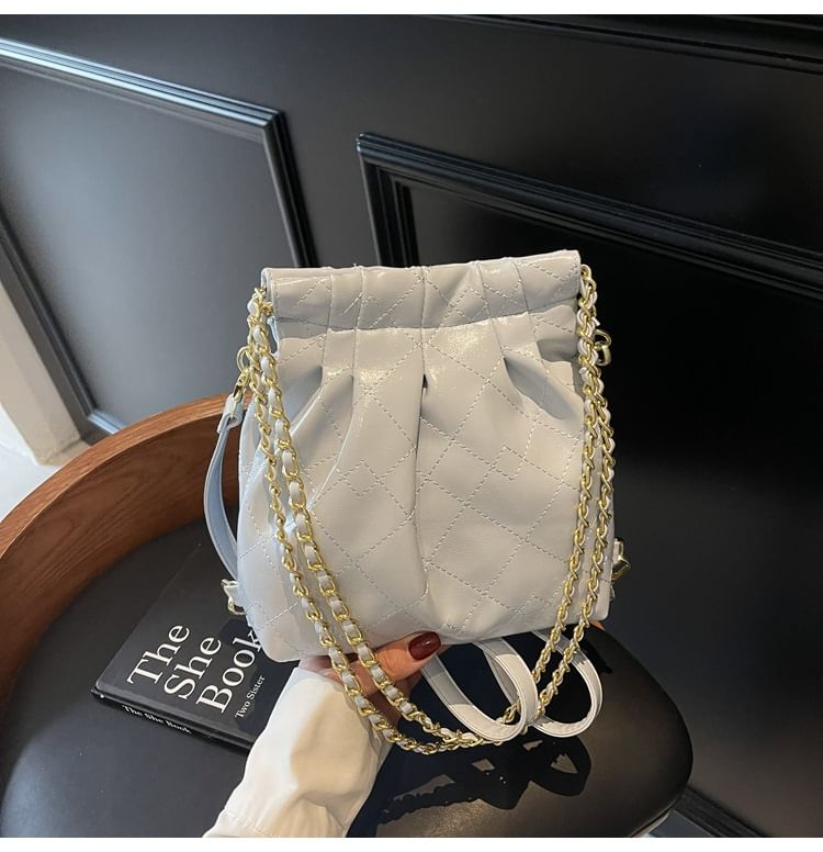 Multi-Way Quilted Chain Strap Faux Leather Shoulder Bag