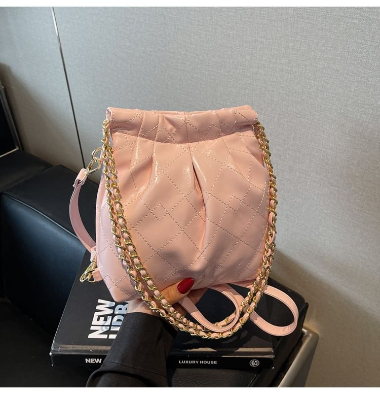 Multi-Way Quilted Chain Strap Faux Leather Shoulder Bag