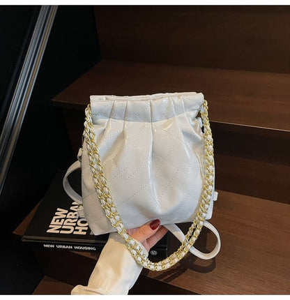 Multi-Way Quilted Chain Strap Faux Leather Shoulder Bag