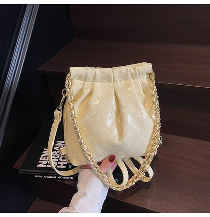 Multi-Way Quilted Chain Strap Faux Leather Shoulder Bag