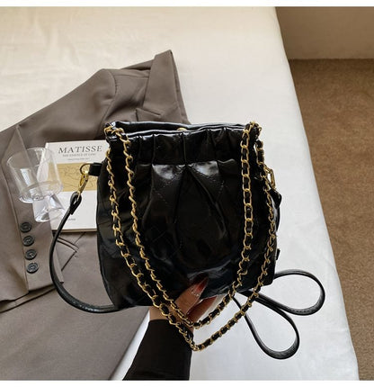 Multi-Way Quilted Chain Strap Faux Leather Shoulder Bag