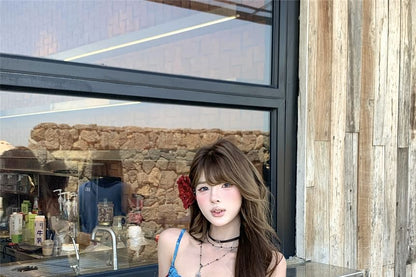 Floral Print Asymmetrical Tie-Up Cami Top