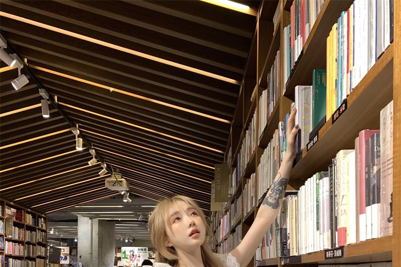 Cap Sleeve Collared Plain Embroidered Eyelet Ruffle Blouse