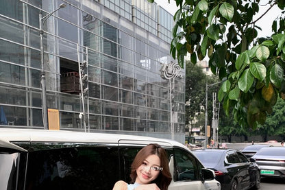 Plain Ruffle Crop Camisole Top / High Waist Tiered Mini A-Line Skirt