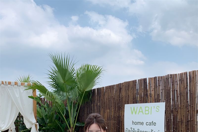 Plain Bow Tube Top / Drawstring Waist Plaid Mini A-Line Balloon Skirt