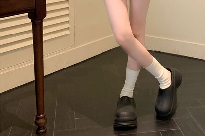 High Rise Polka Dot Fray Mini A-Line Denim Skirt