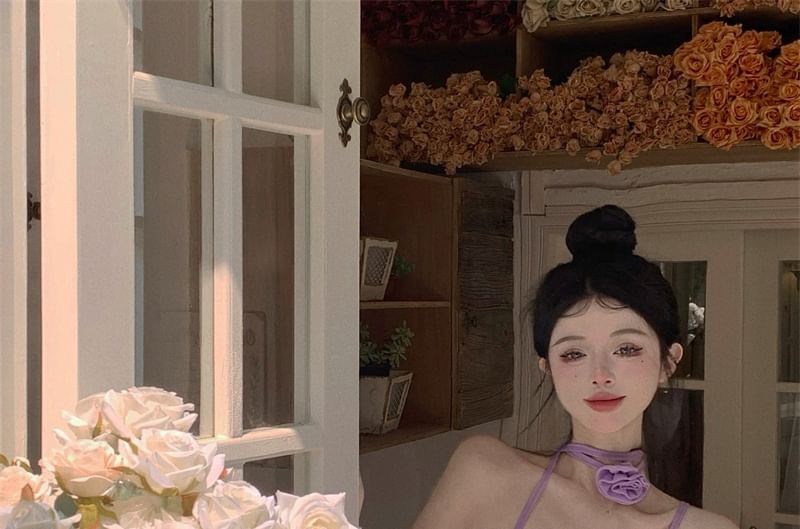 Spaghetti Strap Plain Ruffle Ruched Mini A-Line Dress