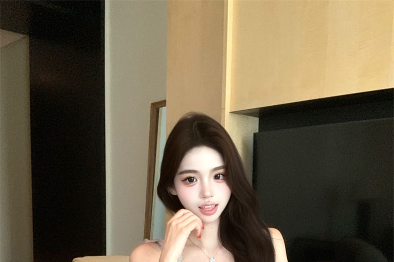 Sleeveless V-Neck Floral Print Ruffle Mini A-Line Dress