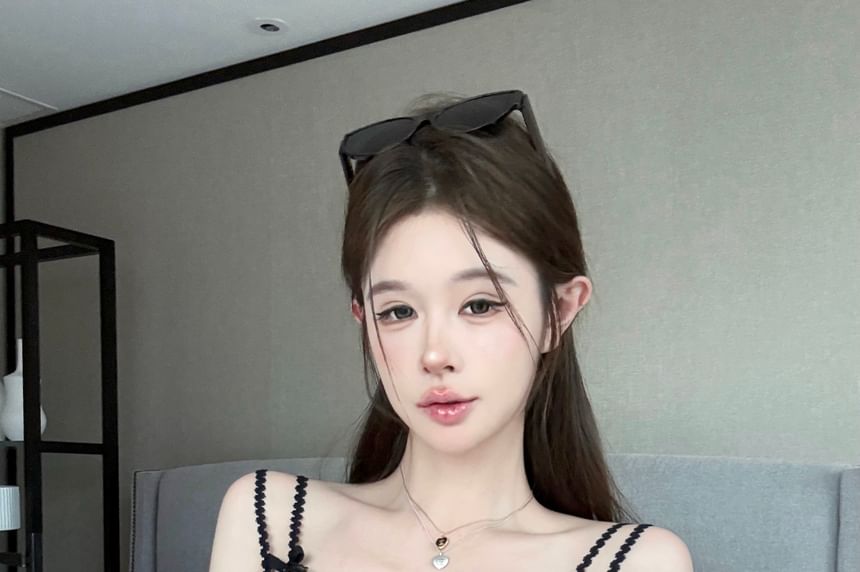 Bow Lace Trim Cami Top