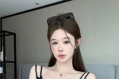 Bow Lace Trim Cami Top