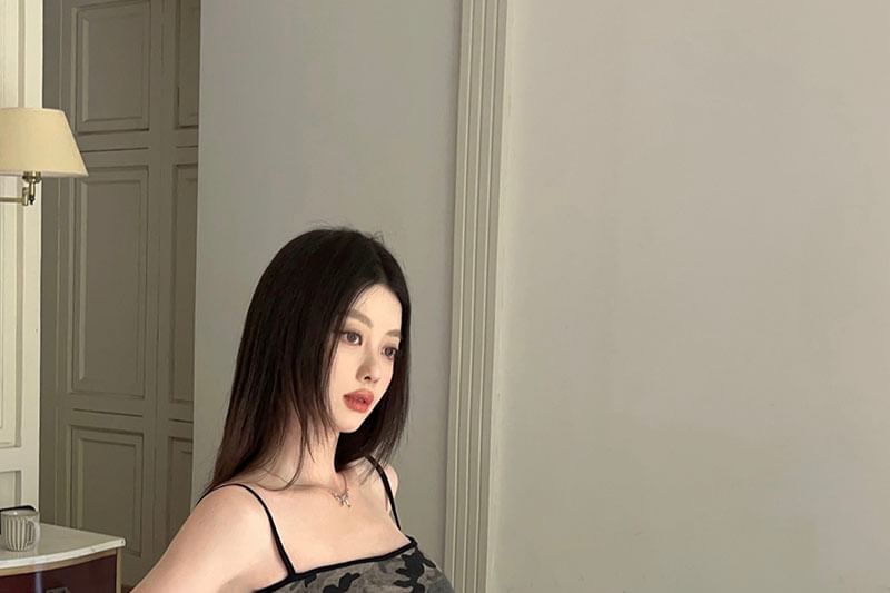 Spaghetti Strap Camouflage Mini Sheath Dress