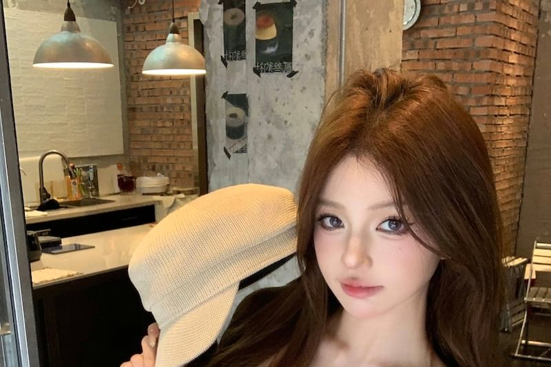 Plain Bow Ruffle Lace Tube Top