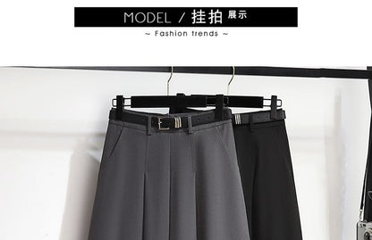 High-Waist Solid Long Flared Skirt