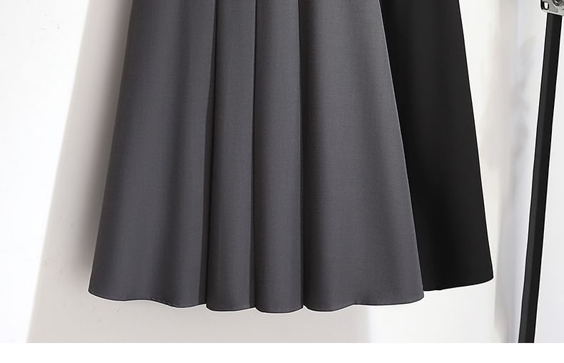 High-Waist Solid Long Flared Skirt