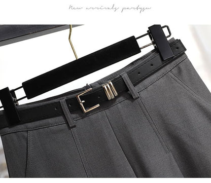 High-Waist Solid Long Flared Skirt
