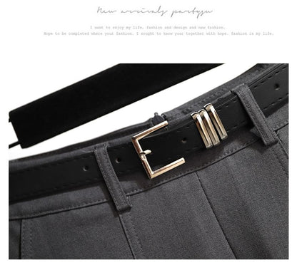 High-Waist Solid Long Flared Skirt